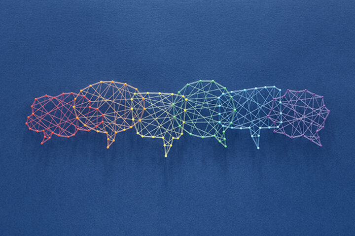 Speech bubbles created with string